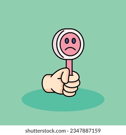 Ilustración del icono de la caricatura vectorial libre insatisfecha. concepto de icono de experiencia de cliente aislado. estilo de dibujos animados planos