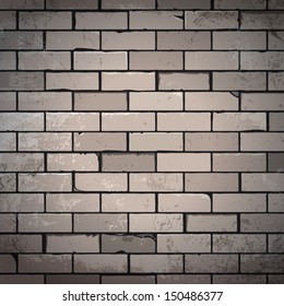 Unsaturated brick wall dirty background. Vector illustration.