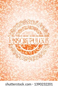 Unscrupulous orange mosaic emblem. Vector Illustration. Detailed.