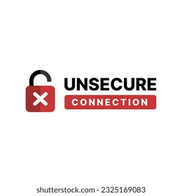 Unsecure web connection editable vector on white background. Internet unsecure connection concept