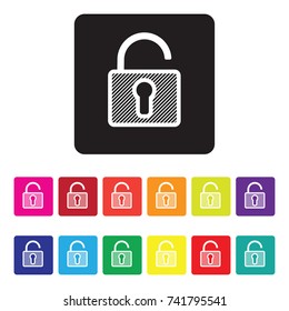 unsecured website icon set