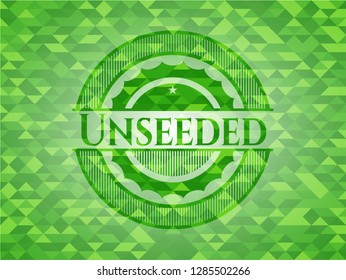 Unseeded green emblem with mosaic ecological style background