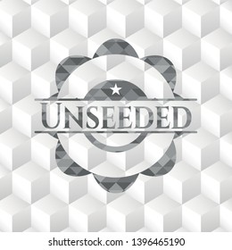 Unseeded grey emblem with cube white background