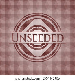 Unseeded red emblem with geometric background. Seamless.