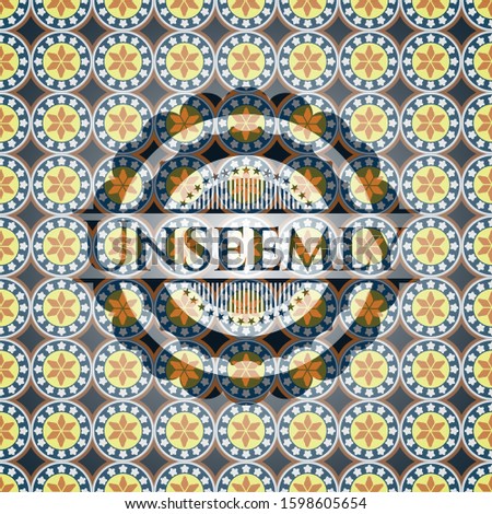 Unseemly arabesque emblem background. arabic decoration.