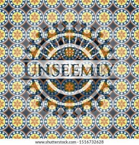 Unseemly arabic badge background. Arabesque decoration.