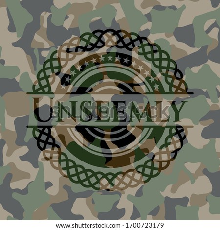 Unseemly camo emblem. Vector Illustration. Detailed.