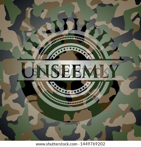 Unseemly camouflaged emblem. Vector Illustration. Detailed.