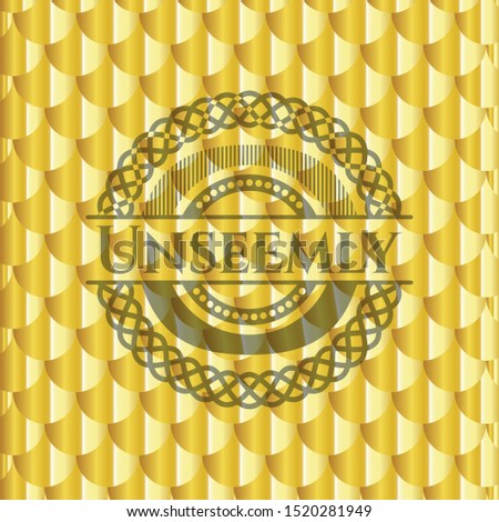 Unseemly gold badge. Scales pattern. Vector Illustration. Detailed.