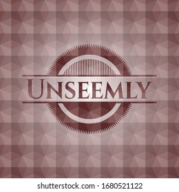 Unseemly red badge with geometric pattern. Seamless.