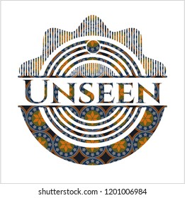 Unseen arabic badge background. Arabesque decoration.