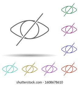 Unseen sign multi color icon. Simple thin line, outline vector of web icons for ui and ux, website or mobile application