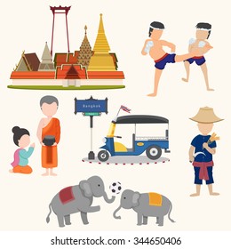 Unseen Thailand travel signs isolated on white background, illustration, vector