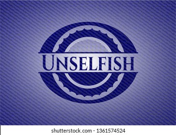 Unselfish badge with denim texture