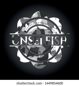 Unselfish on grey camo pattern
