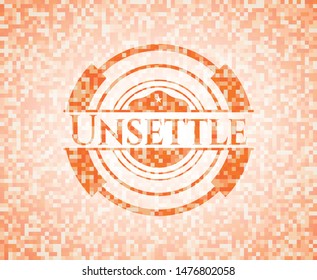 Unsettle abstract emblem, orange mosaic background