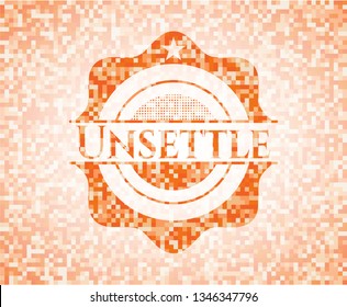 Unsettle abstract orange mosaic emblem with background