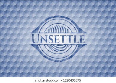 Unsettle blue hexagon badge.