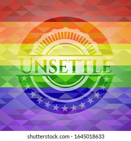 Unsettle lgbt colors emblem. Vector Illustration. Mosaic.