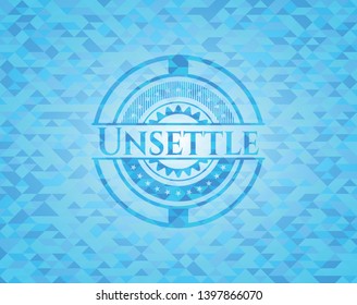 Unsettle realistic sky blue emblem. Mosaic background