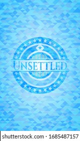 Unsettled sky blue emblem with mosaic background