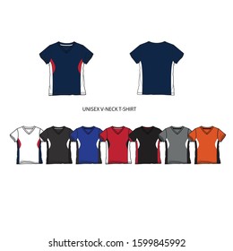 Unsex V-neck T-shirt Editable Templates 