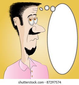 Unshaven Man with Message Board Vector