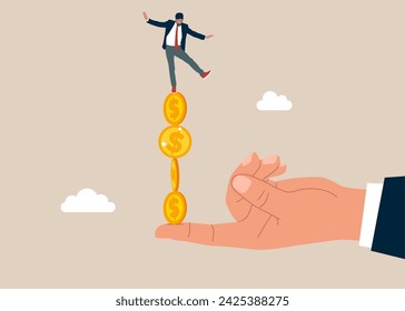 Unstable investment market, risky situation or economic recession. Flat vector illustration