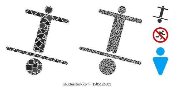 Unstable man icon composition of joggly items in various sizes and color tints, based on unstable man icon. Vector raggy items are grouped into composition.