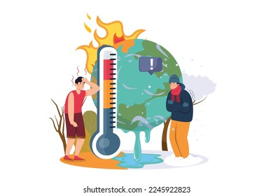 Unstable Weather Temperature Illustration concept on white background