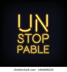 Unstoppable Neon Sign Text Vector
