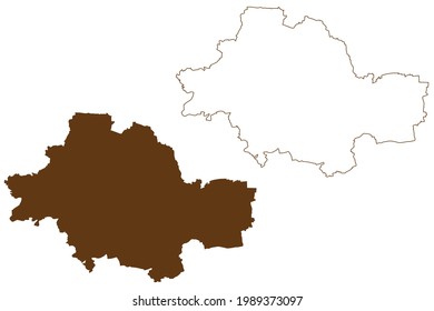 Ilustración vectorial del mapa del distrito de Unstrut-Hainich (República Federal de Alemania, distrito rural, Estado Libre de Turingia), dibujo de garabatos Unstrut Hainich Kreis mapa