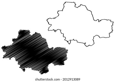 Ilustración vectorial del mapa del distrito de Unstrut-Hainich (República Federal de Alemania, distrito rural, Estado Libre de Turingia), dibujo de garabatos Unstrut Hainich Kreis mapa