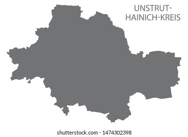 Unstrut-Hainich-Kreis grey county map of Thuringia Germany