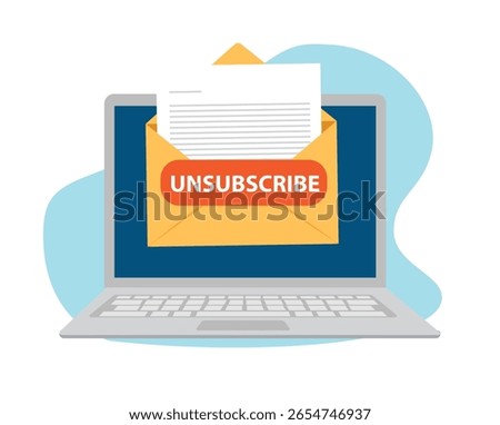 Unsubscribe email exit from mailing list, cancel subscription button, remove or leaving marketing email