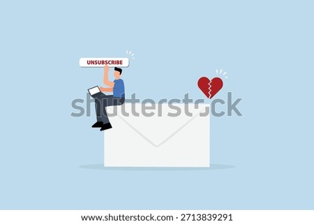 Unsubscribe email exit from mailing list, businessman working with computer laptop push unsubscribe button.