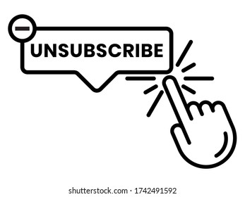 unsubscribe message / mail button - line art icon for the apps or website