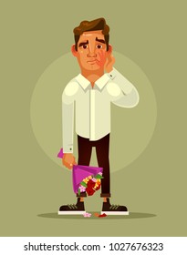 Unsuccessful bad date concept. Vector flat cartoon illustration