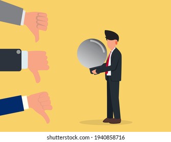 Unsuccessful business idea. disappointment at work vector illustration