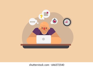Unsuccessful man. Flat design character
