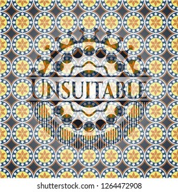Unsuitable arabic style badge. Arabesque decoration.