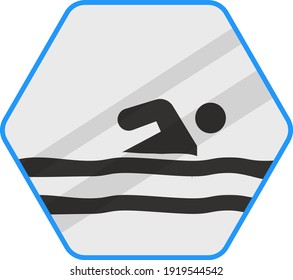 Unsupervised Beach Concept, Swim at your own risk vector blue color Icon design, Pool and beach safety rules, No Lifeguard on Duty, Swimming Sports hexagon signboard mockup stock illustration