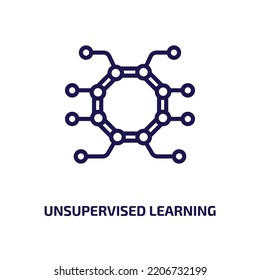 unsupervised learning icon from artificial intellegence and future technology collection. Thin linear unsupervised learning, ai, technology outline icon isolated on white background. Line vector 