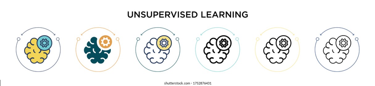 Unsupervised learning icon in filled, thin line, outline and stroke style. Vector illustration of two colored and black unsupervised learning vector icons designs can be used for mobile, ui, web