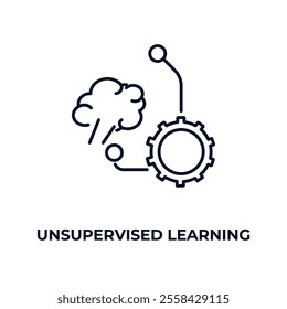 unsupervised learning outline icon. Linear vector from ai and tech concept. Thin line unsupervised learning icon isolated on white background