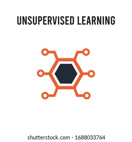 Unsupervised learning vector icon on white background. Red and black colored Unsupervised learning icon. Simple element illustration sign symbol EPS