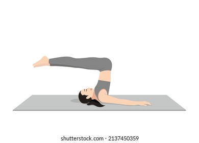 Unsupported Shoulderstand Pose Variation Prep. Beautiful girl practice Niralamba Sarvangasana Variation Prep. Young attractive woman practicing yoga exercise. working out, black wearing sportswear
