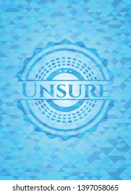 Unsure light blue emblem. Mosaic background
