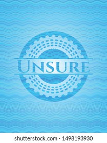 Unsure sky blue water wave style emblem. Vector Illustration. Detailed.