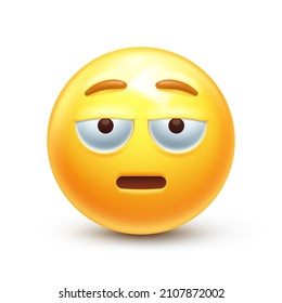 Unsurprised Emoji. Expressionless Emoticon With Half Closed Eyes And Flat Straight Mouth 3D Stylized Vector Icon